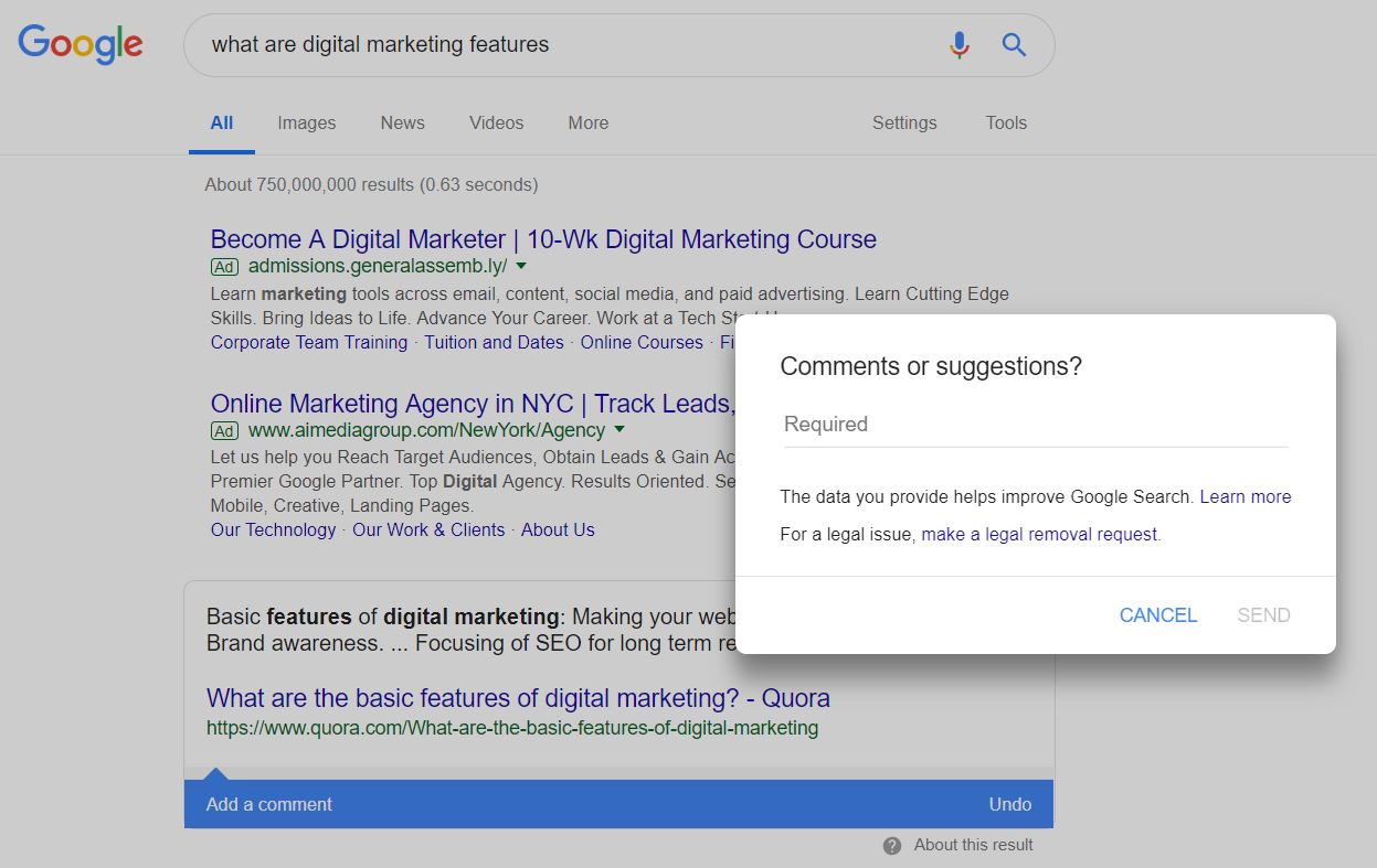 کامنت گذاشتن در نتایج جستجوی گوگل